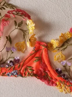 Lingerie Bras Women Bra Orange Lace 2-Piece Sexy Hot Underwear