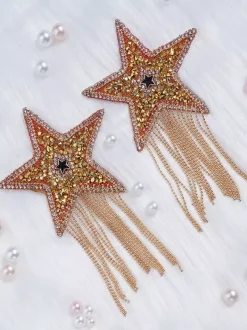 Lingerie Pasties Daily Casual Sequins Black Bra Nubra Rhinestone Star Nipple Covers