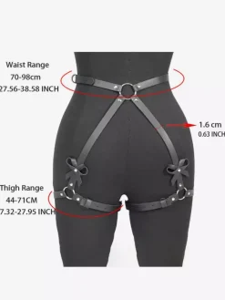Lingerie Accessories Sexy Costumes Indoor Black Leather Lace Up Restraint Strap Bondage Fetish Butt Bow Leg Garter