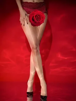 Lingerie Hosiery Pantyhose Sexy Red Lace Ultra Thin Sheer Black Tights Silky Seamless Gusset