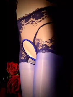 Lingerie Hosiery Pantyhose Women Crotchless Sheer Red Acrylic Lace Solid Color Pantyhose