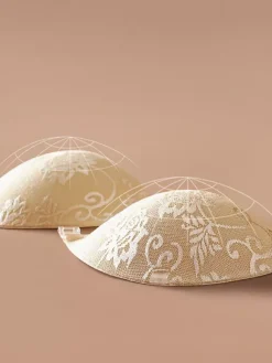 Lingerie Pasties Nude White Floral Lace Adhesive Front Closure Push-Up Sticky Bra