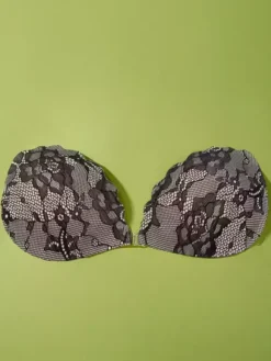 Lingerie Pasties Nude White Floral Lace Adhesive Front Closure Push-Up Sticky Bra
