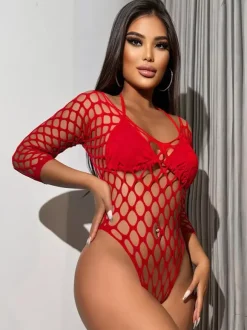 Lingerie Teddies Cut Out Red Teddies For Women