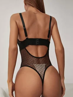 Lingerie Teddies Polka Dot Lace Black Sexy Teddies For Women