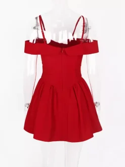 Little Black Dress Spaghetti Straps Flared Birthday Party Mini Dresses