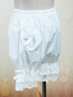Lolita Bloomers Lace Trim Heart Shape Pocket Bow Ribbon