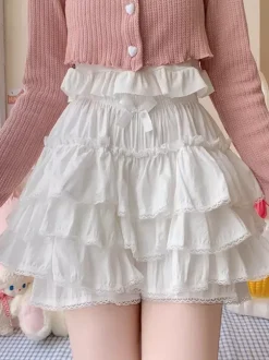 Lolita Layered Ruffle Bloomers Pumpkin Shorts Elastic Waist Lolita Pettipants