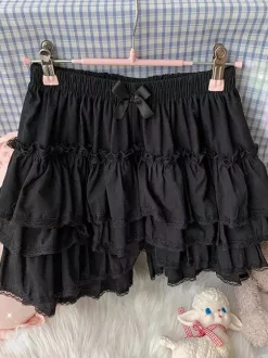 Lolita Layered Ruffle Bloomers Pumpkin Shorts Elastic Waist Lolita Pettipants