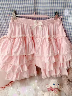 Lolita Layered Ruffle Bloomers Pumpkin Shorts Elastic Waist Lolita Pettipants