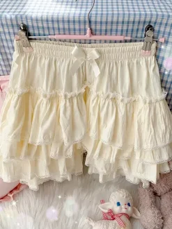 Lolita Layered Ruffle Bloomers Pumpkin Shorts Elastic Waist Lolita Pettipants