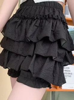 Lolita Skirt Tiered Pink Short Skirt