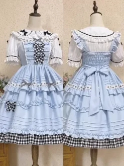 Lolita Specials sweet Lolita Lolita Dresses Costumes Sweet Lolita Dress Polyester Sleeveless Bows Jumper Sweet Light Sky Blue Lolita Dress Tea Party