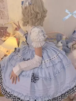 Lolita Specials sweet Lolita Lolita Dresses Costumes Sweet Lolita Dress Polyester Sleeveless Bows Jumper Sweet Light Sky Blue Lolita Dress Tea Party