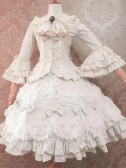 Lolita Wedding Dress Lolita SK Ecru White Ruffles Bows Lolita Skirts