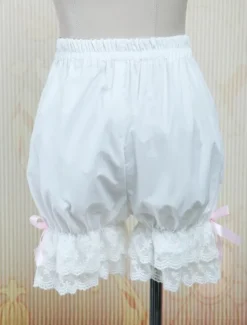 Lolita Bloomers Lace Trim Pink Bow Ribbons