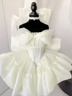 Lolita Dresses Tied Off Shoulder Sweet Fairy JSK Princess Dress Bow And Choker And Arm Bands Set Up