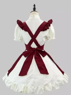 Lolita Maid Christmas Dress Short Sleeve Knee Length Cute Ribbon Cosplay Costume