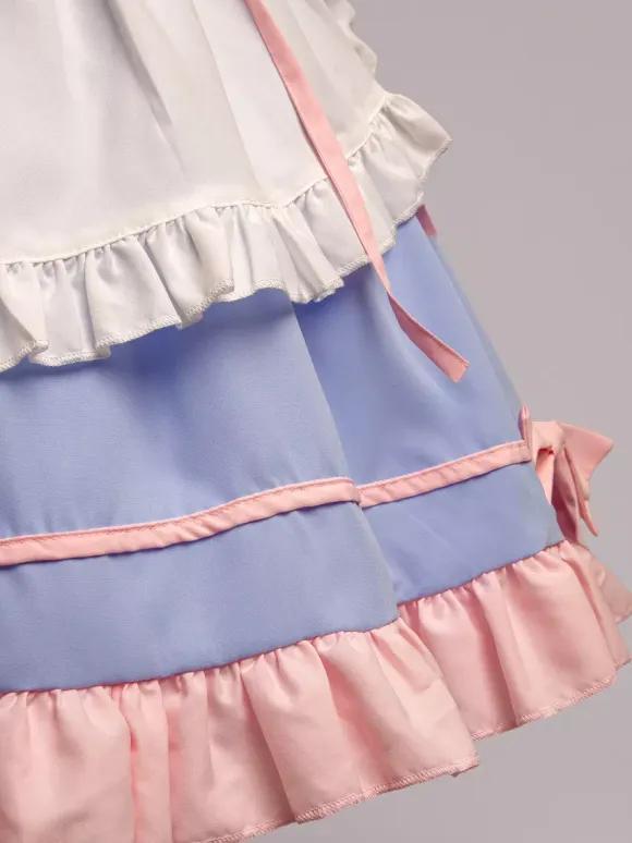 Lolita Pink Maid Outfit Suit Sweet Uniform Princess Dress Set Cosplay Costumes