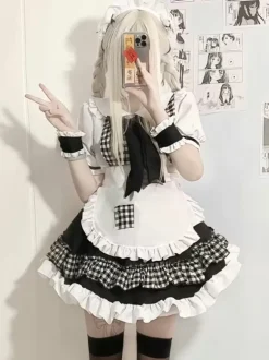 Lolita Specials sweet Lolita Lolita Dresses Costumes Sweet Lolita Dress Polyester Short Sleeves Bows Dress Sweet Red Lolita Dress Tea Party Plaid