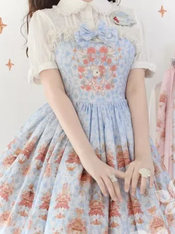 Lolita Specials sweet Lolita Lolita Dresses Costumes Sweet Lolita Dress Polyester Sleeveless Bows Jumper Skirt Sweet Pink Lolita Dress Tea Party