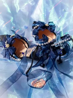 Lolita Wedding Dress Lolita Footwear Pink Color Block Bows Pearls Ruffles Pointed Toe Lolita Shoes