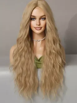 Long Curly Wig Middle-parted Synthetic Daily Wig For Women 2026