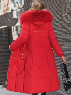 Longline Coat Hooded Zip Up Hooded Qualited Casual Winter Outerwear