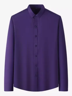 Long-Sleeved Shirts For Men Wrinkle-Free Business Casual Ice Silk Shirts