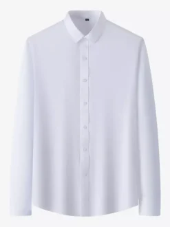 Long-Sleeved Shirts For Men Wrinkle-Free Business Casual Ice Silk Shirts