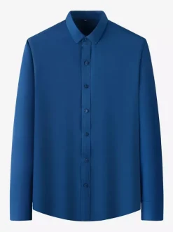 Long-Sleeved Shirts For Men Wrinkle-Free Business Casual Ice Silk Shirts