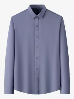 Long-Sleeved Shirts For Men Wrinkle-Free Business Casual Ice Silk Shirts