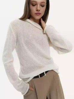 Long Sleeve See-through Knit Tops For Women 2026
