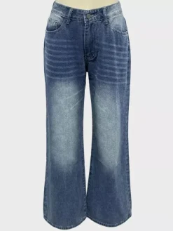 Low Rise Wide Leg Baggy Jeans For Women - Medium Wash Vintage Y2K Loose Fit Denim - Summer Casual Streetwear 2026