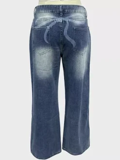 Low Rise Wide Leg Baggy Jeans For Women - Medium Wash Vintage Y2K Loose Fit Denim - Summer Casual Streetwear 2026