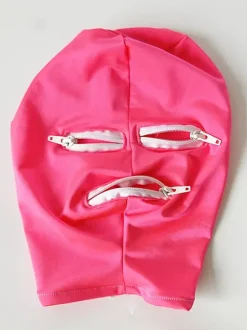 Lycra Spandex Headgear Mask With Zipper Cosplay Sexy Cute Costume Club Wear Women Headgear