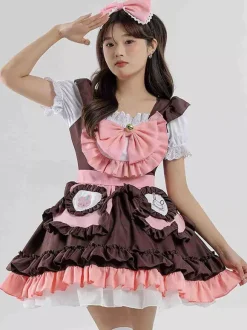 Maid Costumes Coffee Brown Girl's Dress