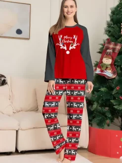 Matching Family Pajamas Round Neck Long Sleeves Adult's Kid's Christmas Pyjamas