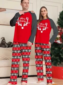 Matching Family Pajamas Round Neck Long Sleeves Adult's Kid's Christmas Pyjamas