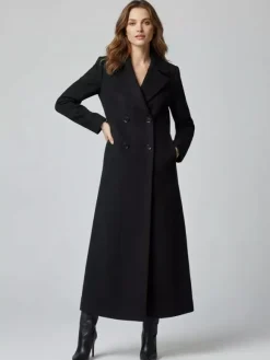 Maxi Double-breasted Woolen Coat in Sophisticated Straight Cut For Women 2026