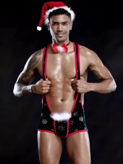 Men Sexy Costume Halloween Christmas Cravat Hat Polyester Night Club Wear