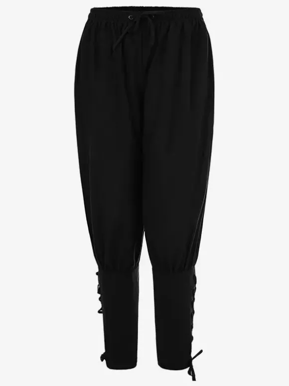 Men Vintage Pant Lace Up Aristocrat Style Wide Leg Cotton Retro Costumes For Men