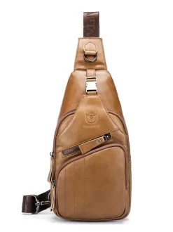 Men Bag Deep Brown Leather One Piece Backpack