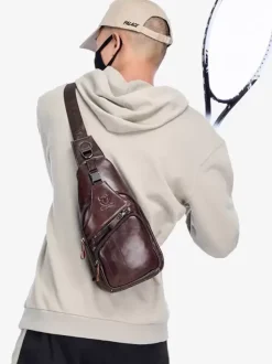 Men Bag Deep Brown Leather One Piece Backpack