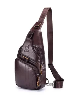Men Bag Deep Brown Leather One Piece Backpack