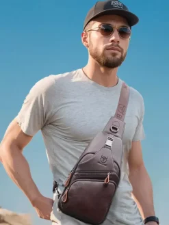 Men Bag Deep Brown Leather One Piece Backpack