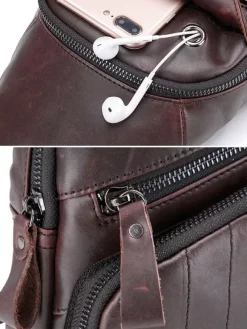 Men Bag Deep Brown Leather One Piece Backpack