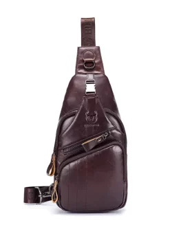 Men Bag Deep Brown Leather One Piece Backpack