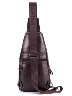 Men Bag Deep Brown Leather One Piece Backpack