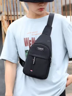 Men Bag Grey Nylon Messenger Bag